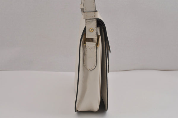 Authentic YVES SAINT LAURENT Shoulder Cross Body Bag Purse Leather White 9680J