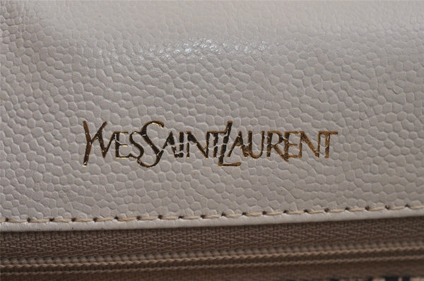 Authentic YVES SAINT LAURENT Shoulder Cross Body Bag Purse Leather White 9680J