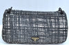 Authentic PRADA Tela Tweed Plastic Chain Shoulder Bag BR4874 Black 9681G