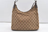 Authentic GUCCI Vintage Shoulder Bag Purse GG Canvas Leather 115003 Brown 9681J