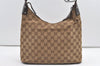 Authentic GUCCI Vintage Shoulder Bag Purse GG Canvas Leather 115003 Brown 9681J