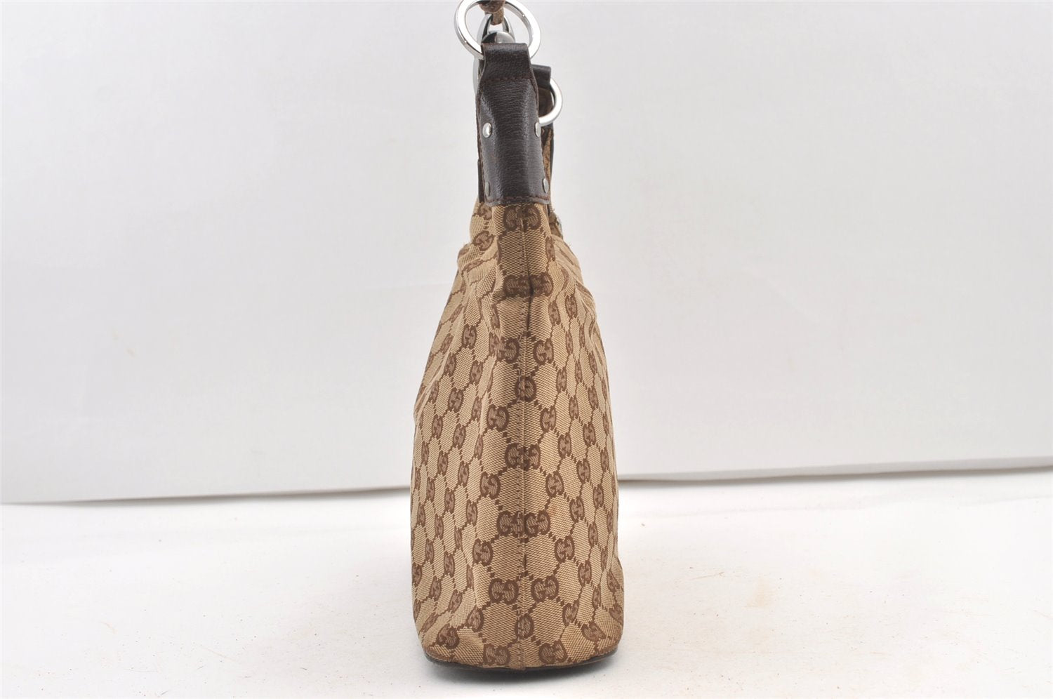 Authentic GUCCI Vintage Shoulder Bag Purse GG Canvas Leather 115003 Brown 9681J