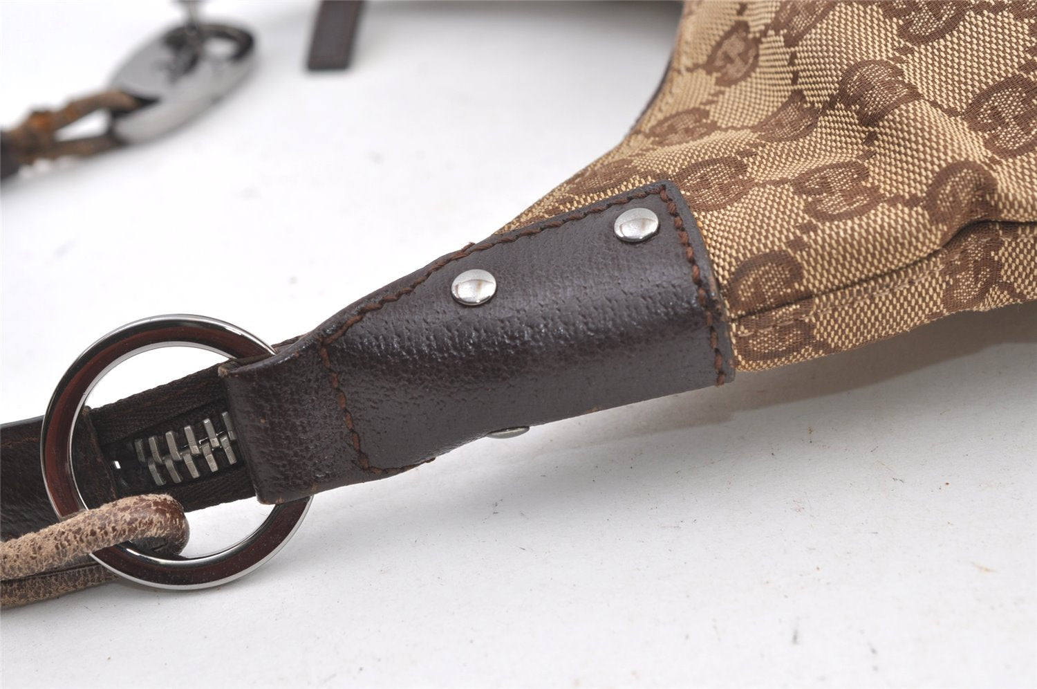 Authentic GUCCI Vintage Shoulder Bag Purse GG Canvas Leather 115003 Brown 9681J