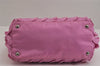 Authentic PRADA Frill Nylon Tessuto Leather Tote Hand Bag Pink 9683J