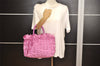 Authentic PRADA Frill Nylon Tessuto Leather Tote Hand Bag Pink 9683J