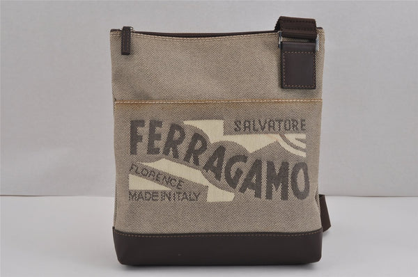 Authentic Salvatore Ferragamo PVC Leather Shoulder Cross Bag Purse Brown 9684J