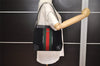 Authentic GUCCI Web Sherry Line Shoulder Bag Suede Leather 33900 Black 9687J