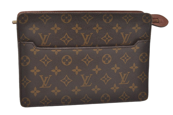 Authentic Louis Vuitton Monogram Pochette Homme Clutch Hand Bag M51795 LV 9688I