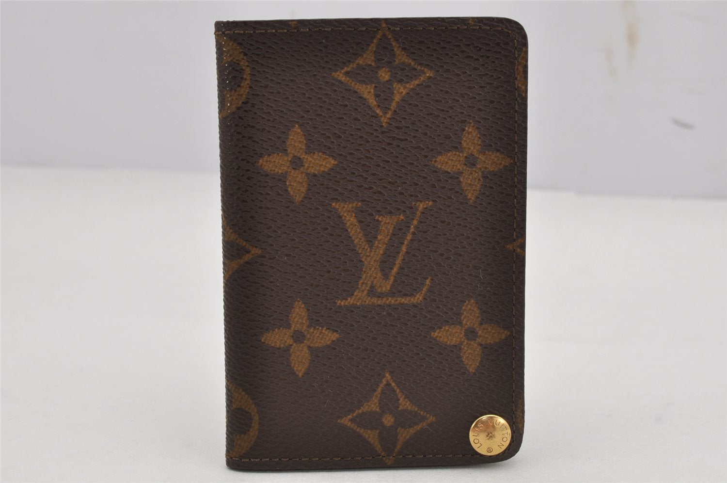 Auth Louis Vuitton Monogram Porte Cartes Credit Pression M60937 Card Case 9688J