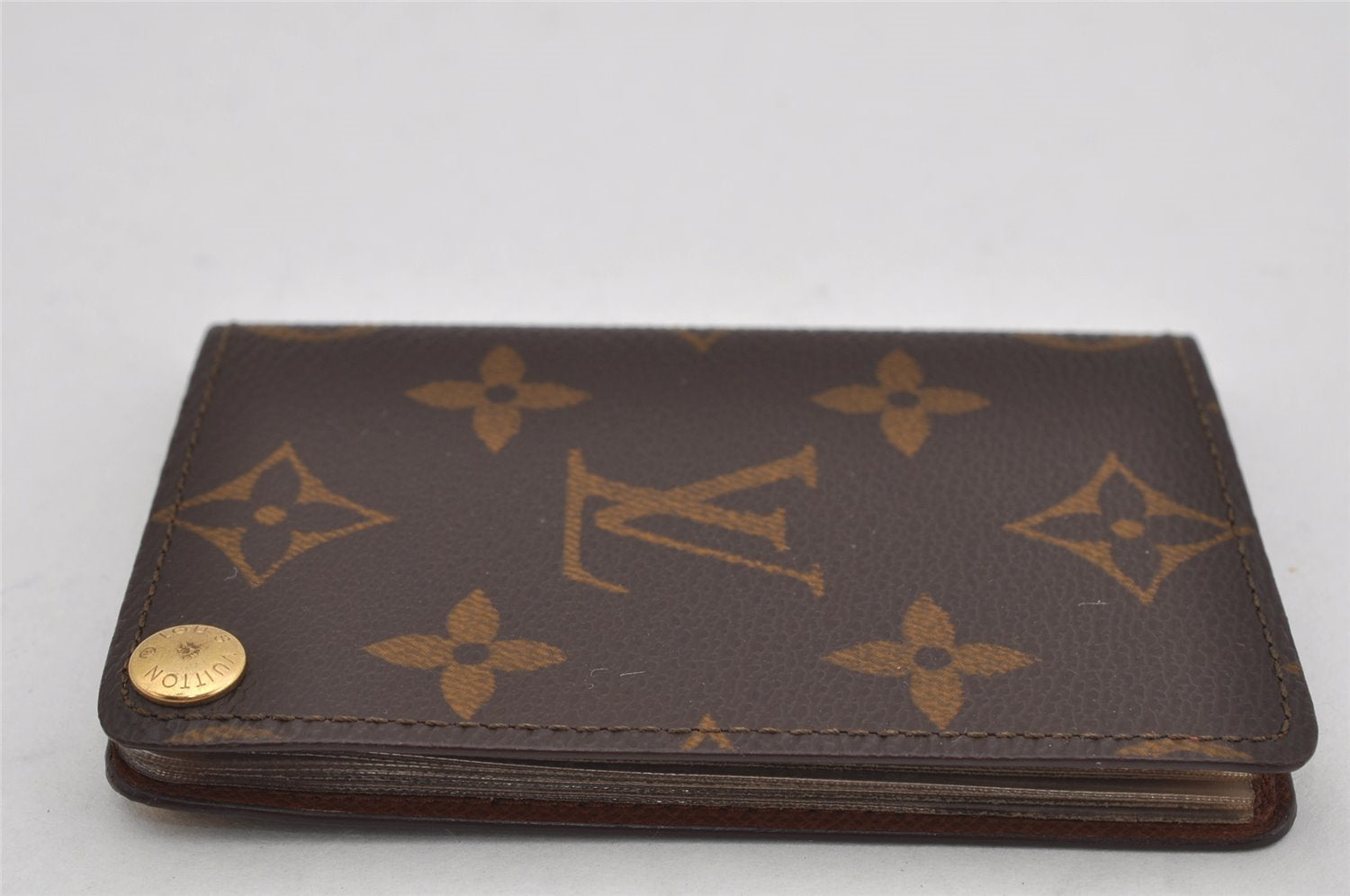 Auth Louis Vuitton Monogram Porte Cartes Credit Pression M60937 Card Case 9688J