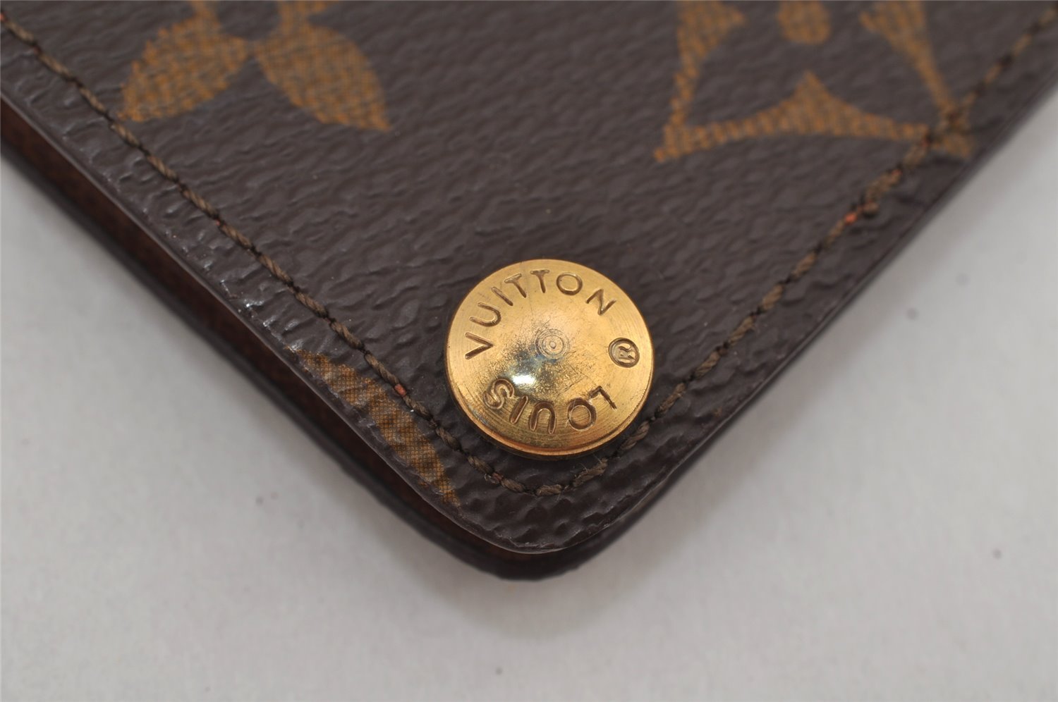Auth Louis Vuitton Monogram Porte Cartes Credit Pression M60937 Card Case 9688J