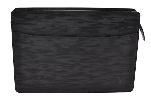 Authentic Louis Vuitton Epi Pochette Homme Clutch Hand Bag Black M52522 LV 9690I