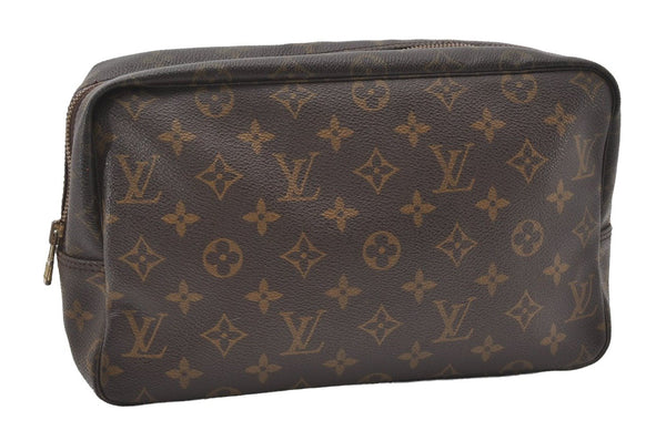 Auth Louis Vuitton Monogram Trousse Toilette 28 Clutch Hand Bag M47522 LV 9691I