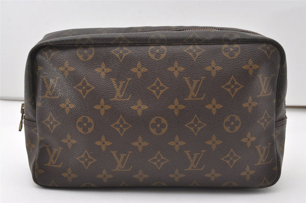 Auth Louis Vuitton Monogram Trousse Toilette 28 Clutch Hand Bag M47522 LV 9691I