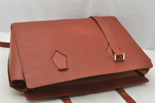 Authentic Louis Vuitton Epi Duplex Shoulder Tote Bag Brown M52423 LV Junk 9692I