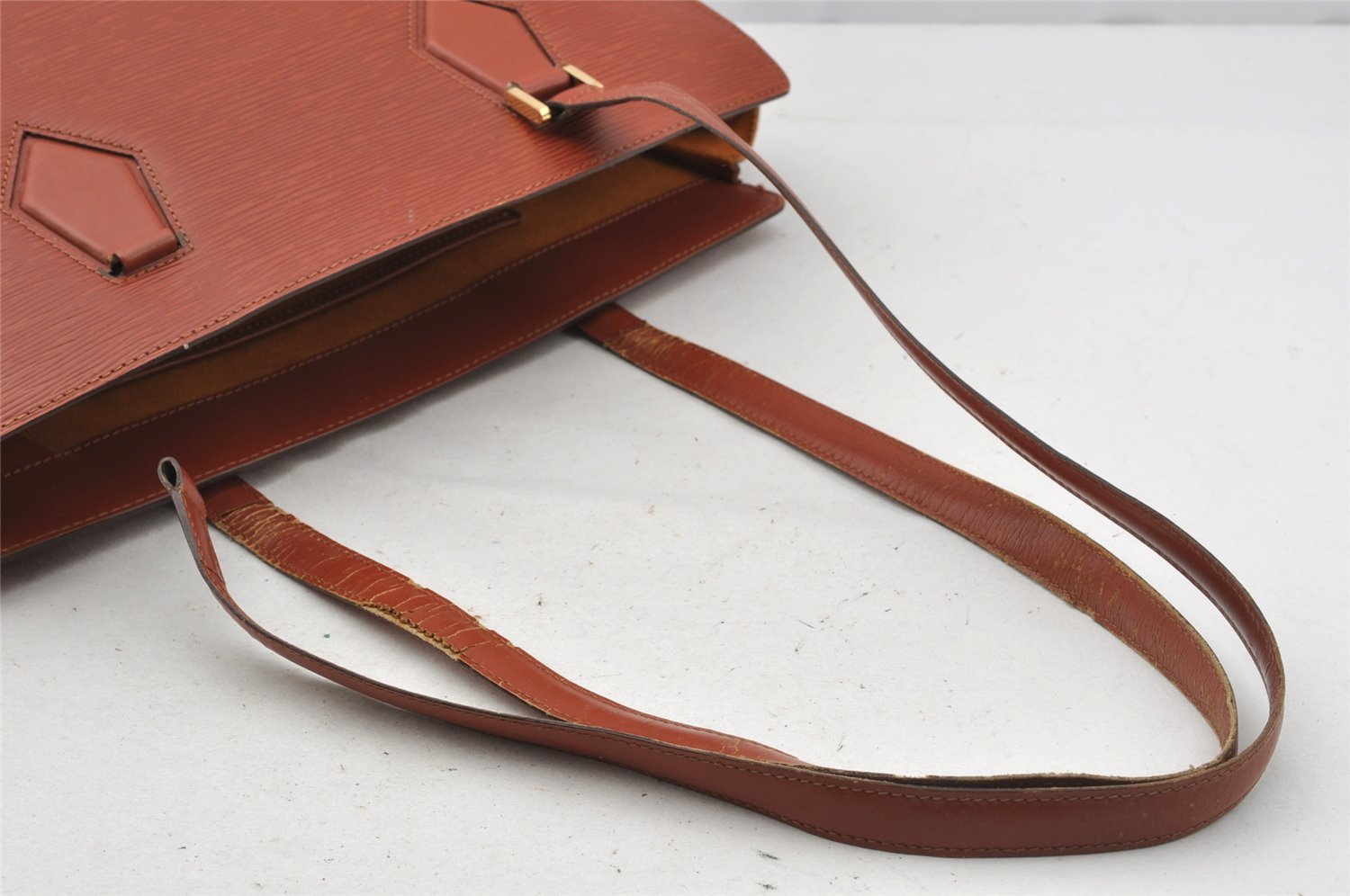 Authentic Louis Vuitton Epi Duplex Shoulder Tote Bag Brown M52423 LV Junk 9692I