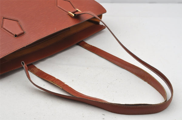 Authentic Louis Vuitton Epi Duplex Shoulder Tote Bag Brown M52423 LV Junk 9692I