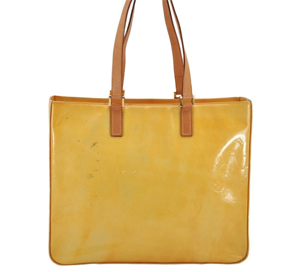 Authentic Louis Vuitton Vernis Columbus Shoulder Tote Bag Yellow M91028 LV 9693J