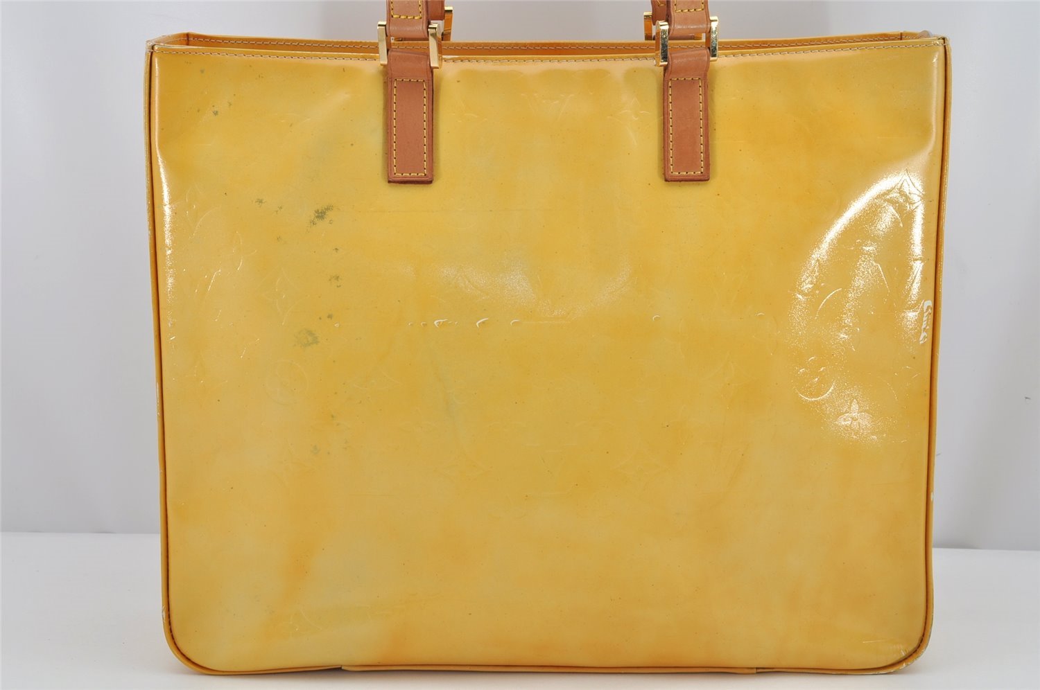 Authentic Louis Vuitton Vernis Columbus Shoulder Tote Bag Yellow M91028 LV 9693J