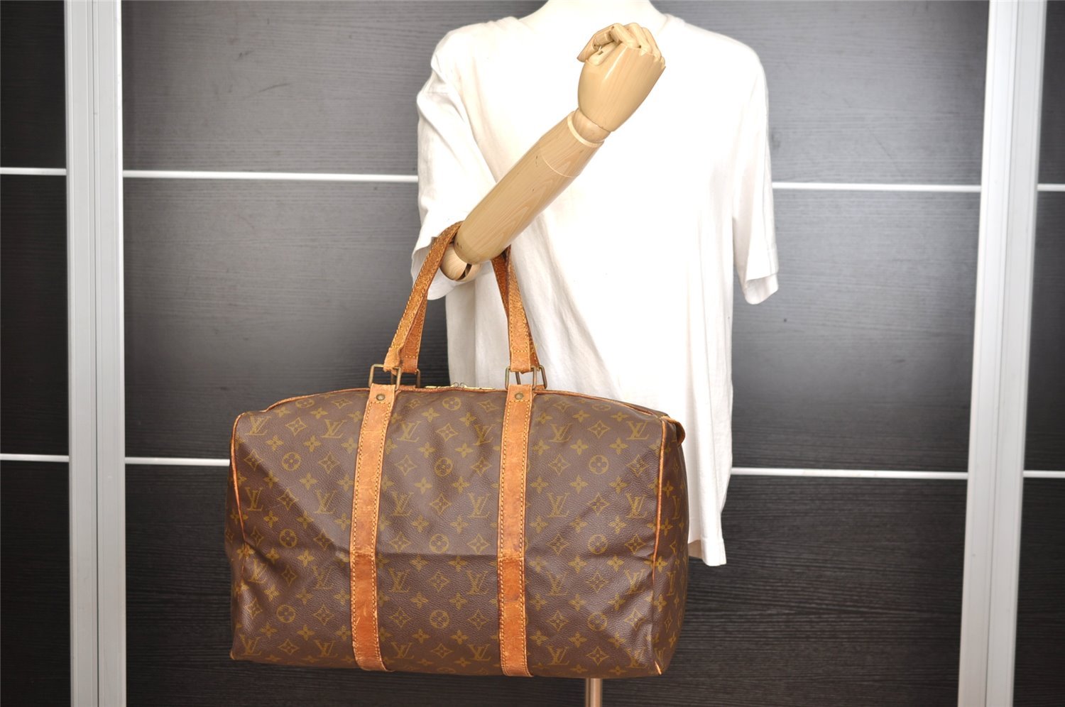 Authentic Louis Vuitton Monogram Sac Souple 45 Hand Boston Bag M41624 Junk 9694I