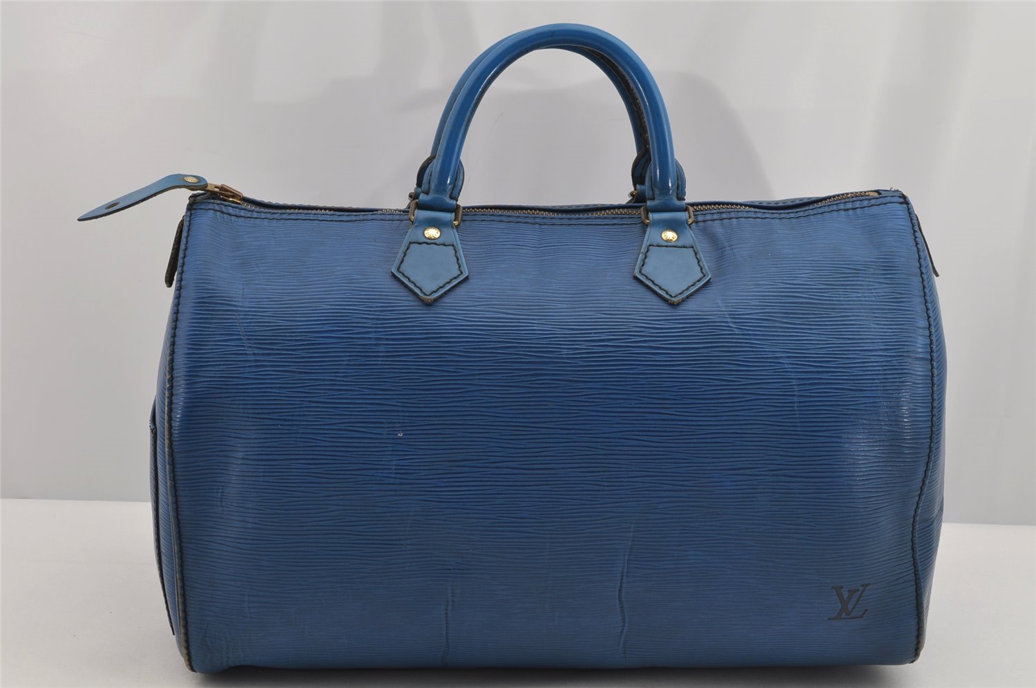 Authentic Louis Vuitton Epi Speedy 35 Hand Boston Bag Blue M42995 LV 9702J