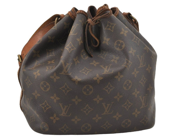 Authentic Louis Vuitton Monogram Petit Noe M42226 Shoulder Drawstring Bag 9703I