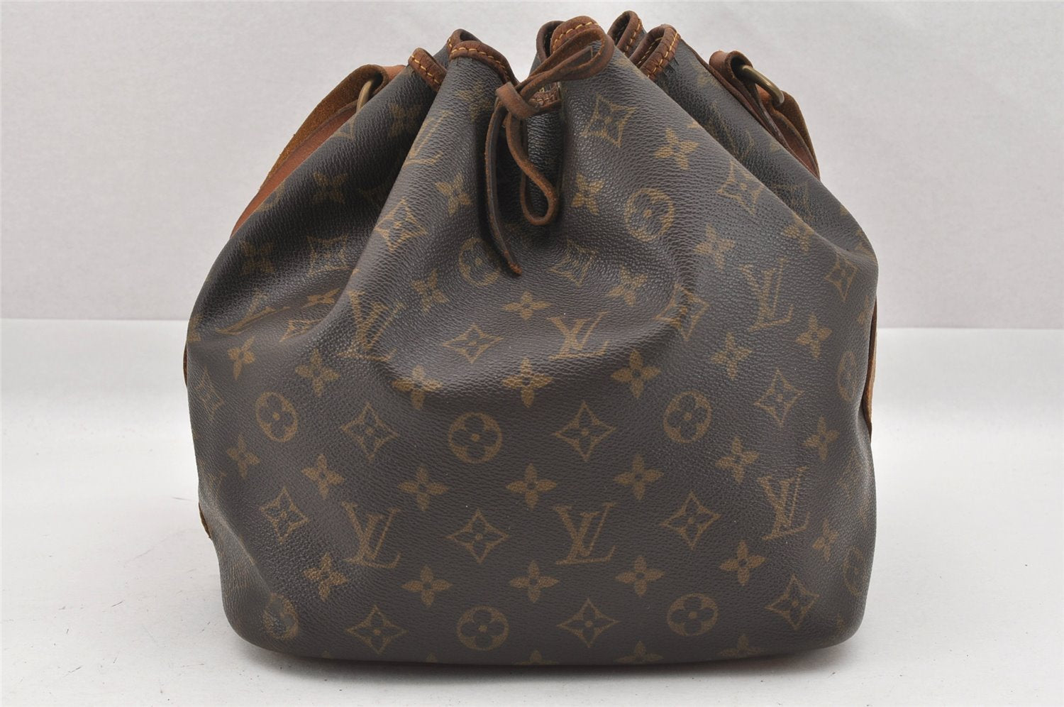 Authentic Louis Vuitton Monogram Petit Noe M42226 Shoulder Drawstring Bag 9703I