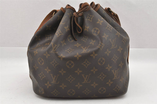 Authentic Louis Vuitton Monogram Petit Noe M42226 Shoulder Drawstring Bag 9703I