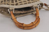 Authentic GUCCI Bamboo Drawstring Hand Bag Purse Suede Leather Beige 9710J