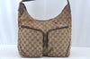 Authentic GUCCI Shoulder Bag GG Canvas Leather Brown 9711J