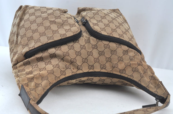 Authentic GUCCI Shoulder Bag GG Canvas Leather Brown 9711J