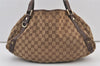 Authentic GUCCI Abbey Shoulder Tote Bag GG Canvas Leather 130736 Brown 9712J