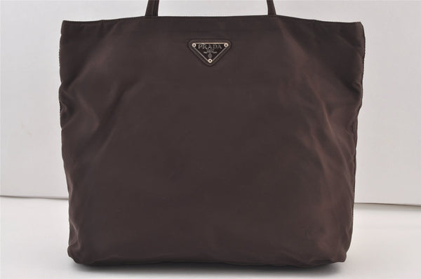 Authentic PRADA Vintage Nylon Tessuto Shoulder Hand Bag Brown 9714J