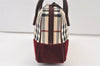 Authentic BURBERRY Vintage Nova Check Canvas Velour Hand Bag Purse Beige 9715J