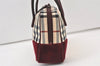 Authentic BURBERRY Vintage Nova Check Canvas Velour Hand Bag Purse Beige 9715J