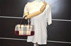 Authentic BURBERRY Vintage Nova Check Canvas Velour Hand Bag Purse Beige 9715J