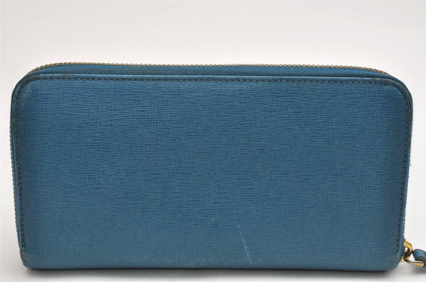 Authentic FENDI Vintage Long Wallet Purse Leather 8M0299 Light Blue 9718J