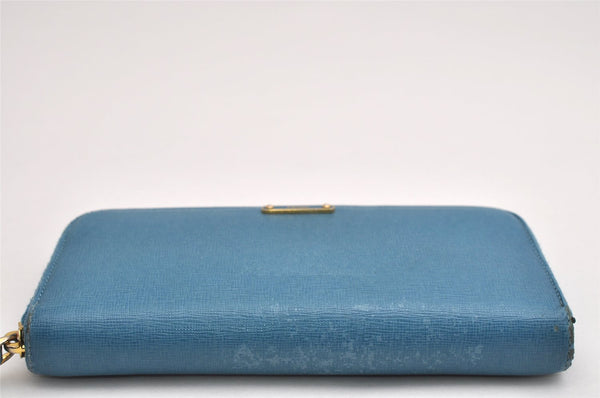 Authentic FENDI Vintage Long Wallet Purse Leather 8M0299 Light Blue 9718J