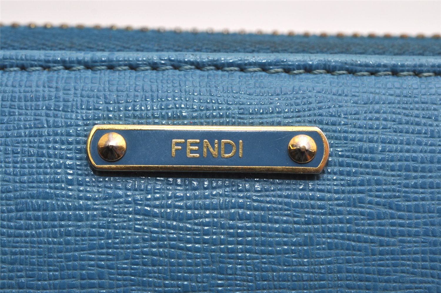 Authentic FENDI Vintage Long Wallet Purse Leather 8M0299 Light Blue 9718J