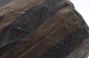 Authentic FENDI Vintage Pequin Hand Tote Bag Purse PVC Leather Brown Black 9720G