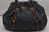 Authentic PRADA Leather Nappa 2Way Shoulder Tote Bag BN1773 Navy Blue 9720J