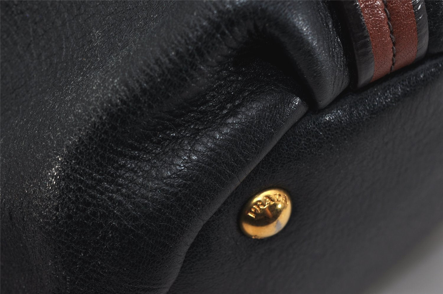 Authentic PRADA Leather Nappa 2Way Shoulder Tote Bag BN1773 Navy Blue 9720J