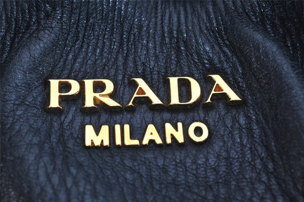 Authentic PRADA Leather Nappa 2Way Shoulder Tote Bag BN1773 Navy Blue 9720J