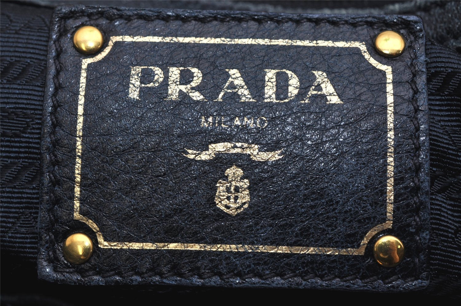 Authentic PRADA Leather Nappa 2Way Shoulder Tote Bag BN1773 Navy Blue 9720J