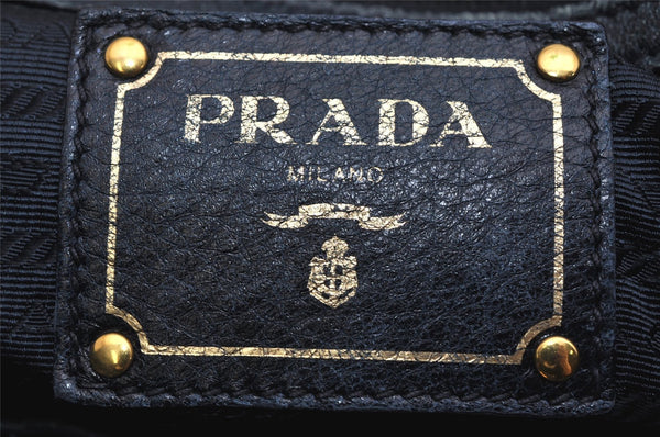 Authentic PRADA Leather Nappa 2Way Shoulder Tote Bag BN1773 Navy Blue 9720J