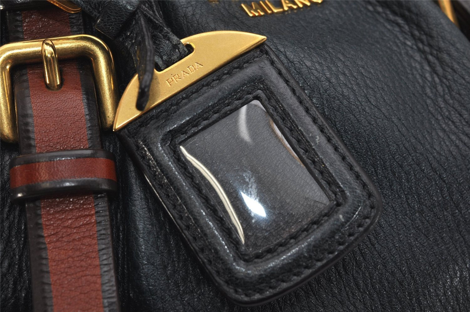 Authentic PRADA Leather Nappa 2Way Shoulder Tote Bag BN1773 Navy Blue 9720J