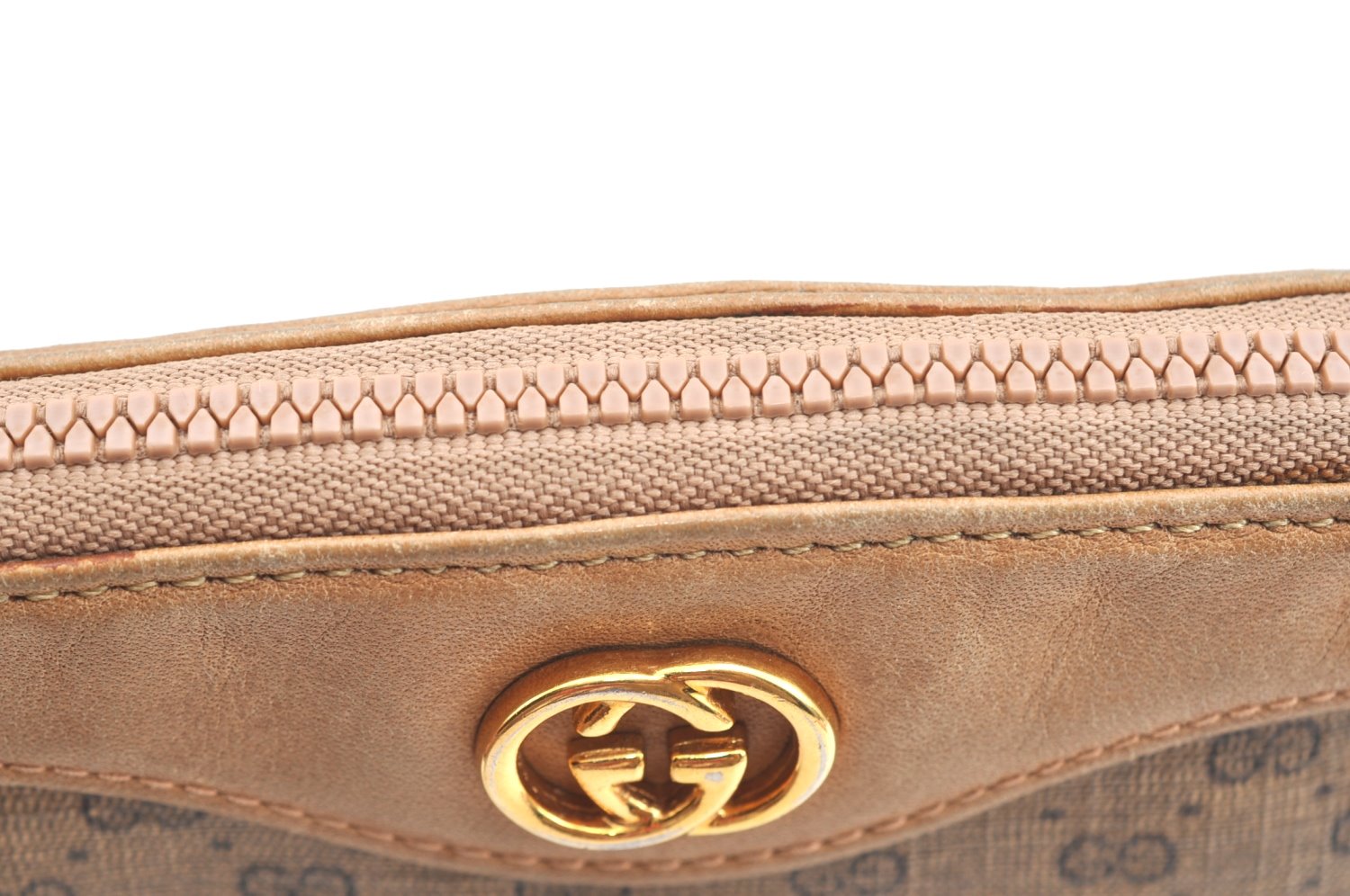 Authentic GUCCI Vintage Micro GG PVC Leather Shoulder Bag Purse Brown Junk 9722G