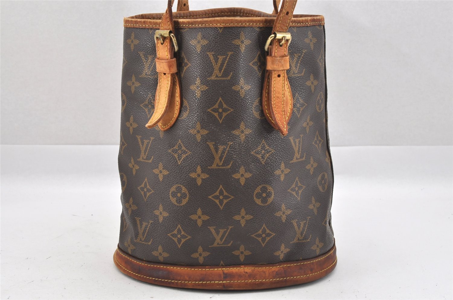 Authentic Louis Vuitton Monogram Bucket PM Shoulder Tote Bag M42238 Junk 9722I
