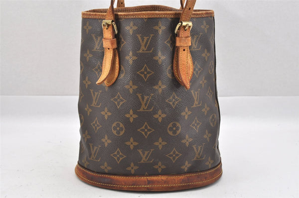 Authentic Louis Vuitton Monogram Bucket PM Shoulder Tote Bag M42238 Junk 9722I