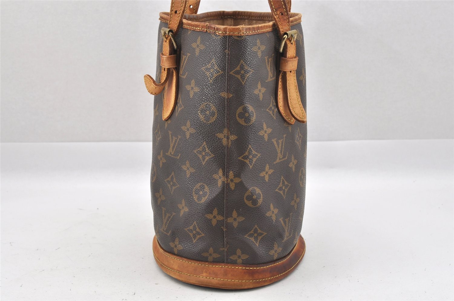 Authentic Louis Vuitton Monogram Bucket PM Shoulder Tote Bag M42238 Junk 9722I